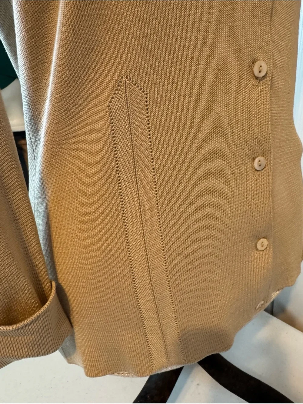 Womens Button-Front Cardigan in Taupe NWOT Small 100% Silk